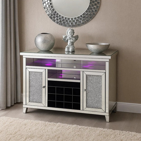 Vivian Wine Cabinet | 2 Doors | LED Lights | Silver