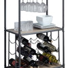 Wine Bottle Rack with 2 Tier Shelves and Metal Frame Gray BM269552