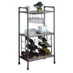Wine Bottle Rack with 2 Tier Shelves and Metal Frame, Gray