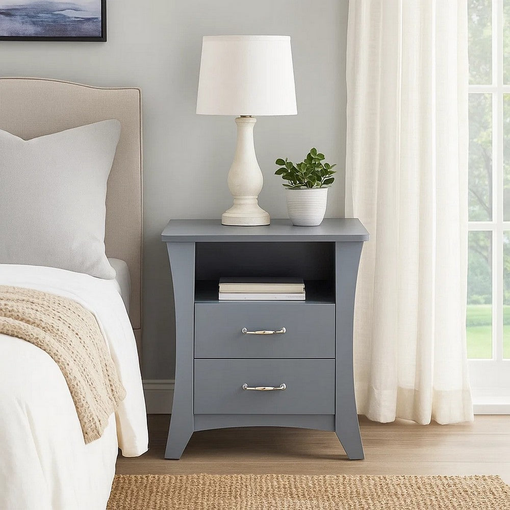 Accent Table with 2 Drawers and Open Compartment, Gray