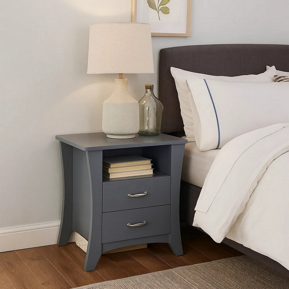 Accent Table with 2 Drawers and Open Compartment, Gray