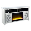 TV Stand with Electric Fireplace and Beveled Mirror Framing Silver By Casagear Home BM269586