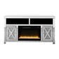 TV Stand with Electric Fireplace and Beveled Mirror Framing, Silver By Casagear Home