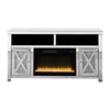 TV Stand with Electric Fireplace and Beveled Mirror Framing, Silver By Casagear Home