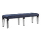 Bench with Button Tufting and Mirror Tapered Legs, Blue