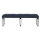 Bench with Button Tufting and Mirror Tapered Legs Blue BM269606