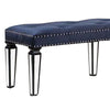 Bench with Button Tufting and Mirror Tapered Legs Blue BM269606