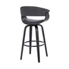 26 Inch Swivel Faux Leather Barstool with Curved Open Back Gray By Casagear Home BM269991