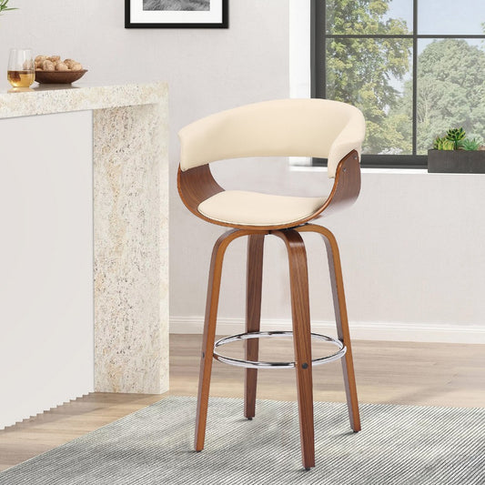 Preston Barstool | 30" | Swivel Faux Leather | Curved Back | Brown