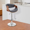 Adjustable Barstool with Faux Leather and Bucket Seat Brown and Gray By Casagear Home BM270013