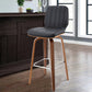 Swivel Barstool with Channel Stitching and Wooden Support Black and Brown By Casagear Home BM270029