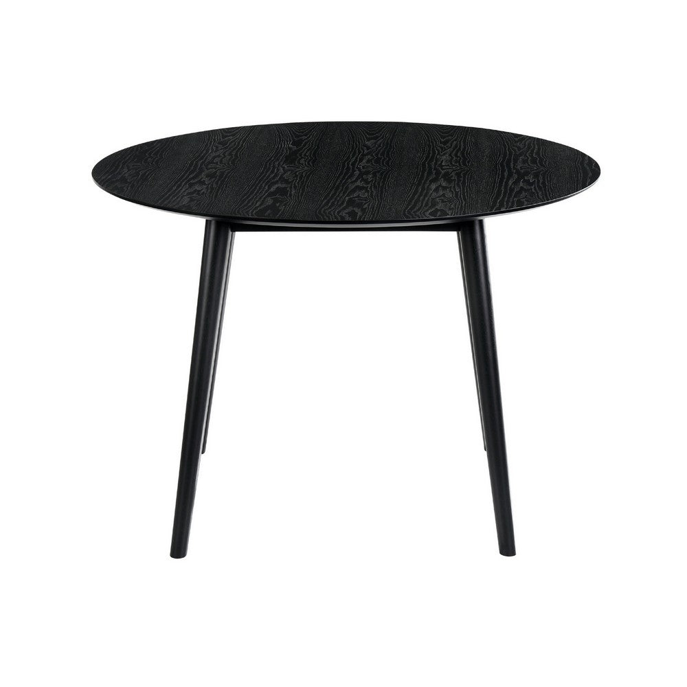 Round Dining Table with Wood and Tapered Legs Black By Casagear Home BM270106