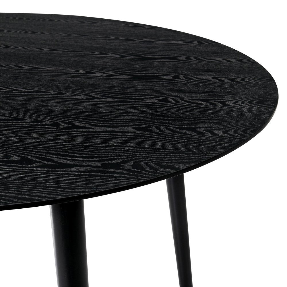 Dining Table with Wood and Rounded Tapered Legs Black By Casagear Home BM270107