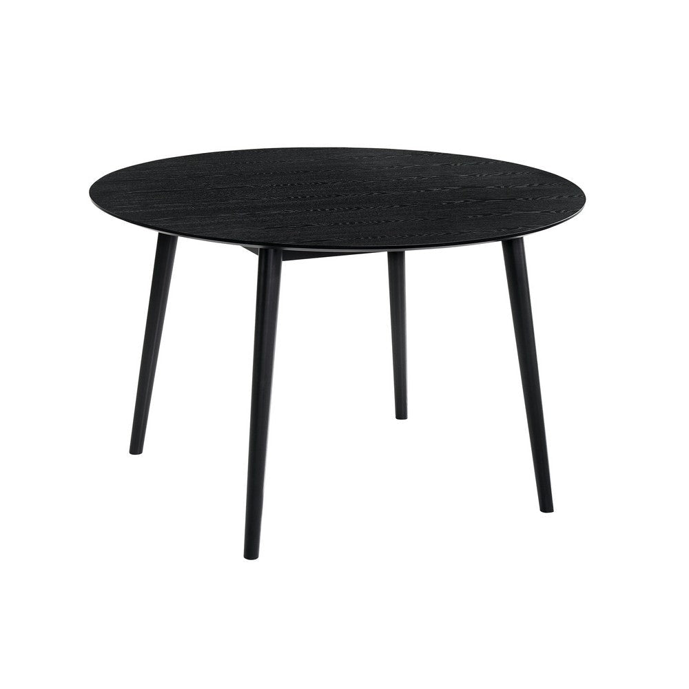 Cora Dining Table | Rounded Wood Top | Tapered Legs | Black