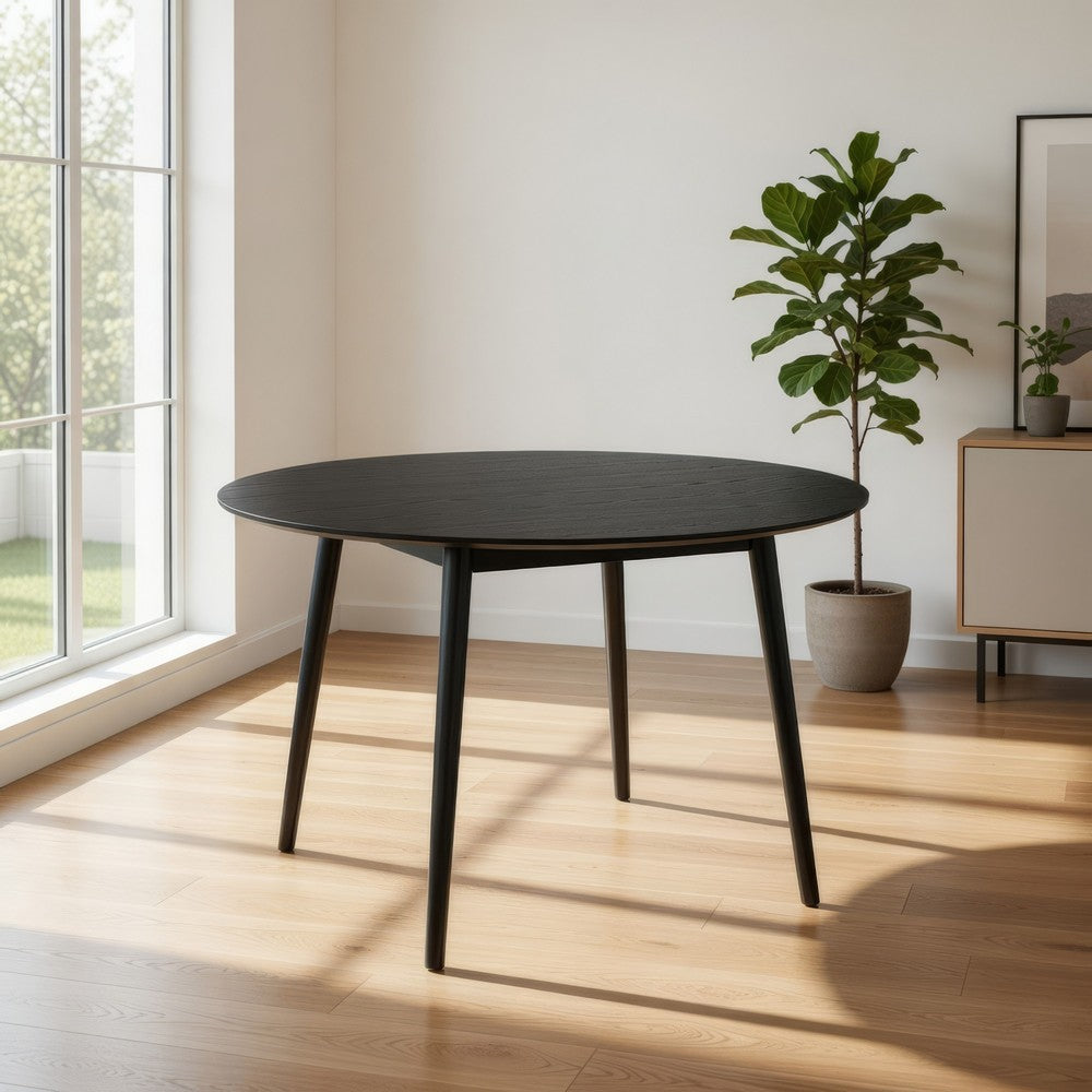 Cora Dining Table | Rounded Wood Top | Tapered Legs | Black