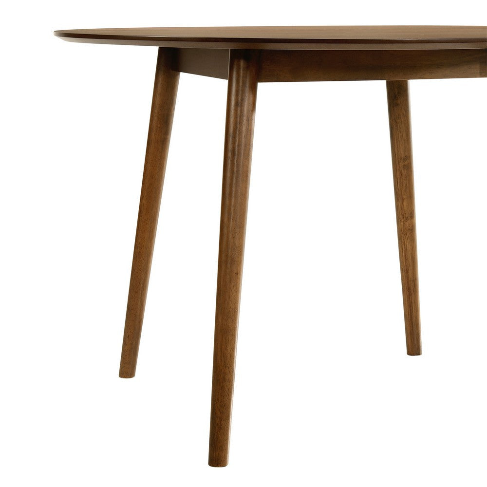 Dining Table with Wood and Rounded Tapered Legs Brown By Casagear Home BM270109