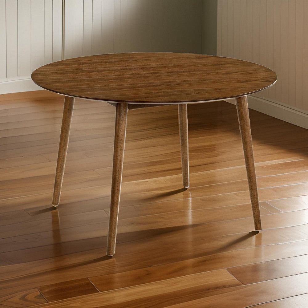 Dining Table with Wood and Rounded Tapered Legs Brown By Casagear Home BM270109