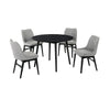 Cora 5 Piece Dining Table Set | Contoured Fabric Chairs | Black & Gray
