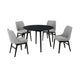 Cora 5 Piece Dining Table Set | Contoured Fabric Chairs | Black & Gray