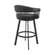 Swivel Barstool with Open Metal Frame and Slatted Arms Black By Casagear Home BM270138