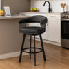 Preston Barstool | Swivel | Metal Frame | Slatted Arms | Black