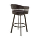 Swivel Barstool with Open Metal Frame and Slatted Arms Brown By Casagear Home BM270140