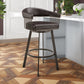Swivel Barstool with Open Metal Frame and Slatted Arms, Brown By Casagear Home