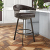 Preston Barstool | Swivel | Metal Frame | Slatted Arms | Brown