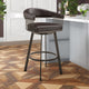 Preston Barstool | Swivel | Metal Frame | Slatted Arms | Brown