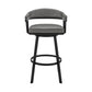 Swivel Barstool with Open Metal Frame and Slatted Arms Gray and Black By Casagear Home BM270142