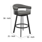 Swivel Barstool with Open Metal Frame and Slatted Arms Gray and Black By Casagear Home BM270142