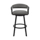 Swivel Barstool with Open Design Metal Frame and Slatted Arms Gray and Black By Casagear Home BM270143