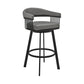 Swivel Barstool with Open Design Metal Frame and Slatted Arms Gray and Black By Casagear Home BM270143