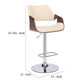 Bar Stool with Curved Leatherette Back and Seat, Cream By Casagear Home