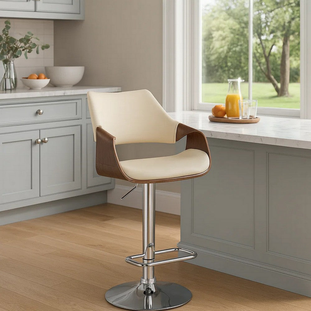 Cora Barstool | Curved Faux Leather Back & Seat | Cream