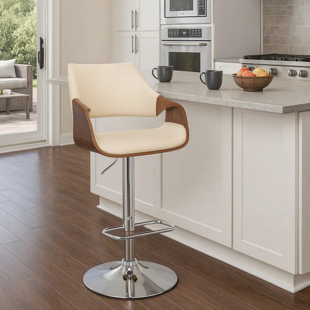 Cora Barstool | Curved Faux Leather Back & Seat | Cream