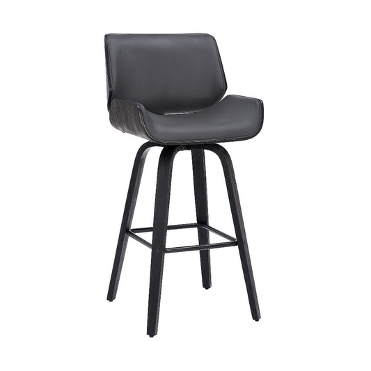 Preston Barstool | 30" | Curved Padded Back & Seat | Gray