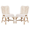 Dining Chair with Rattan Chevron Pattern Back Set of 2 White By Casagear Home BM270610