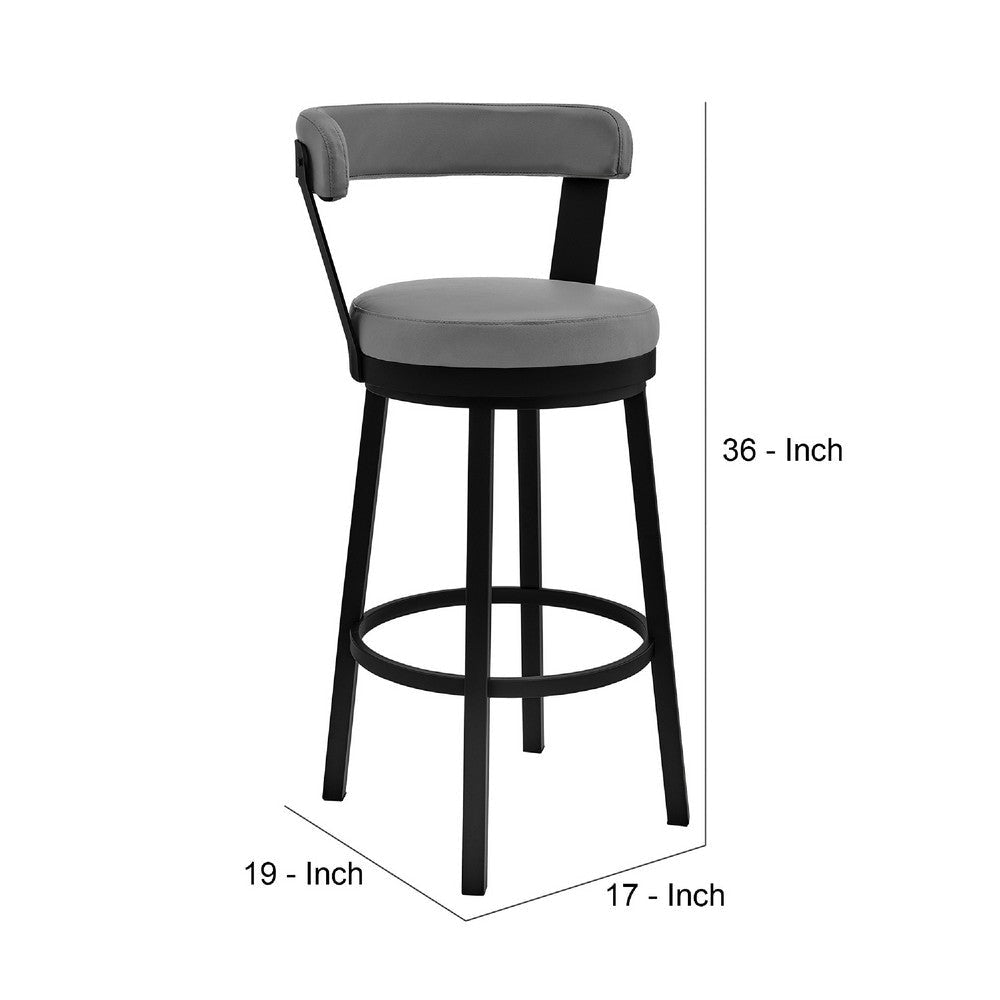 Swivel Counter Barstool with Curved Open Back and Metal Legs Light Gray By Casagear Home BM271140