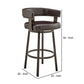 Swivel Counter Barstool with Curved Open Back and Metal Legs Dark Brown By Casagear Home BM271146