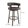 Swivel Counter Barstool with Curved Open Back and Metal Legs Dark Brown By Casagear Home BM271146