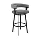 Preston Counter Stool | Swivel | Curved Open Back | Metal Legs | Black & Gray