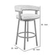 Swivel Barstool with Curved Open Back and Metal Legs Silver and White By Casagear Home BM271151