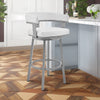 Preston Barstool | Swivel | Curved Open Back | Metal Legs | Silver & White