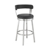 Preston Counter Stool | Swivel | Curved Open Back | Metal Legs | Black & Silver