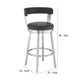 Swivel Counter Barstool with Curved Open Back and Metal Legs, Black and Silver By Casagear Home