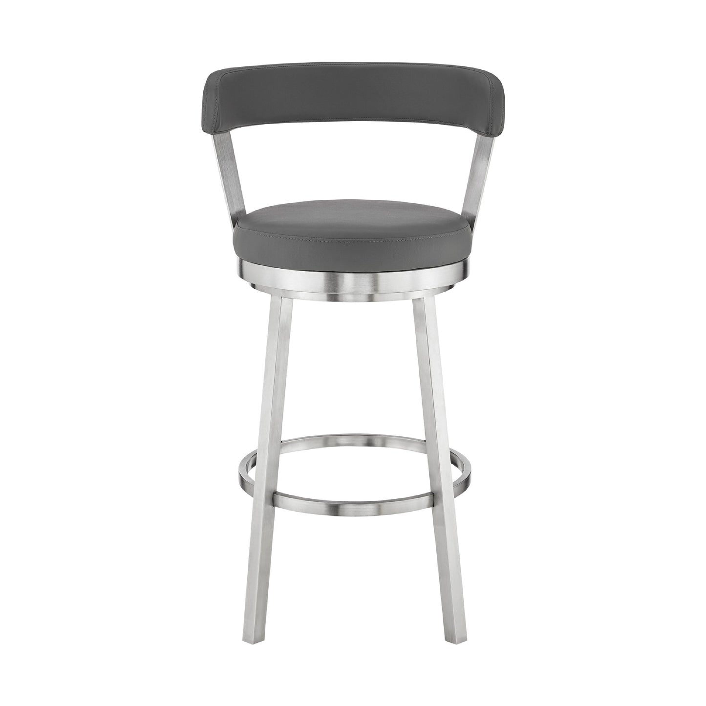 Swivel Barstool with Curved Open Back and Metal Legs Gray and Silver By Casagear Home BM271159