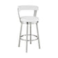 Swivel Counter Barstool with Curved Open Back and Metal Legs White and Silver By Casagear Home BM271160