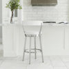 Preston Counter Stool | Swivel | Curved Open Back | Metal Legs | White & Silver
