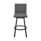 Swivel Counter Barstool with Horizontal Channel Stitching Black and Gray By Casagear Home BM271162